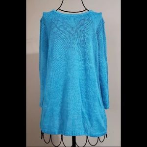 Talbots 100% Linen 3/4 Sleeves Open Knit Blouse